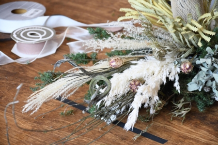 写真：2月ドライフラワースワッグのワークショップ開催